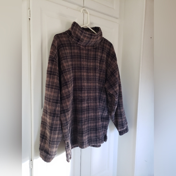 Lowe Alpine Polartec Beige / Black Buffalo Plaid Fleece Mock Neck Sweatshirt LRG - Picture 2 of 12